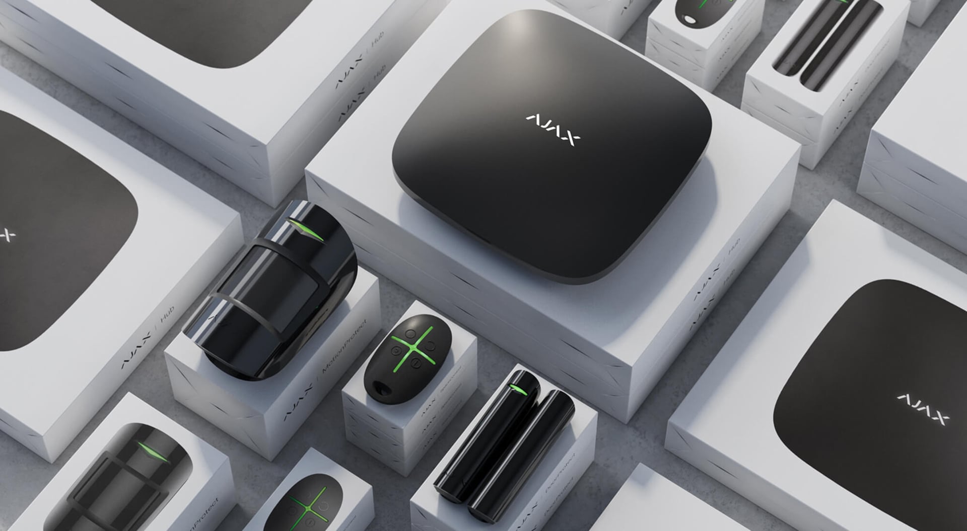 Ajax Hub apsardzes sistēmas StarterKit komplekts ar centrāli, kustības un durvju sensoriem un pulti